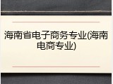 海南省电子商务专业(海南电商专业)