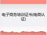 电子商务培训证书(电商认证)