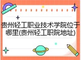 贵州轻工职业技术学院位于哪里(贵州轻工职院地址)