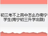 初三考不上高中怎么办南宁学生(南宁初三升学出路)