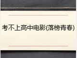 考不上高中电影(落榜青春)