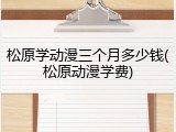松原学动漫三个月多少钱(松原动漫学费)