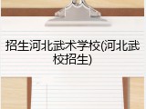 招生河北武术学校(河北武校招生)