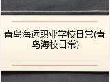 青岛海运职业学校日常(青岛海校日常)