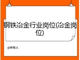 钢铁冶金行业岗位(冶金岗位)