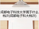 成都电子科技大学属于什么档次(成都电子科大档次)