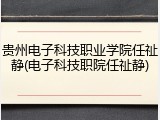 贵州电子科技职业学院任祉静(电子科技职院任祉静)