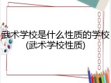武术学校是什么性质的学校(武术学校性质)