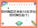 郑州舞蹈艺考前10名学校(郑州舞校前十)