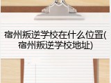 宿州叛逆学校在什么位置(宿州叛逆学校地址)