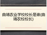 曲靖农业学校校长是谁(曲靖农校校长)