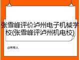 张雪峰评价泸州电子机械学校(张雪峰评泸州机电校)