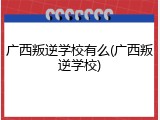 广西叛逆学校有么(广西叛逆学校)