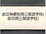 武汉有哪些高三复读学校(武汉高三复读学校)
