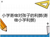 小学寄宿对孩子的利弊(寄宿小学利弊)