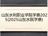 山东水利职业学院学费2025(2025山东水院学费)