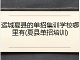 运城夏县的单招集训学校哪里有(夏县单招培训)