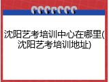 沈阳艺考培训中心在哪里(沈阳艺考培训地址)