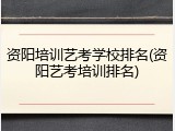 资阳培训艺考学校排名(资阳艺考培训排名)