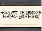 大冶在哪可以学挖机哪个学校好(大冶挖机学校推荐)