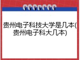贵州电子科技大学是几本(贵州电子科大几本)