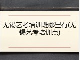 无锡艺考培训班哪里有(无锡艺考培训点)