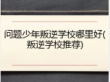 问题少年叛逆学校哪里好(叛逆学校推荐)