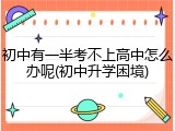 初中有一半考不上高中怎么办呢(初中升学困境)