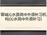 晋城沁水县高中外语补习机构(沁水高中外语补习)