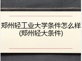 郑州轻工业大学条件怎么样(郑州轻大条件)