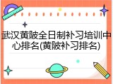 武汉黄陂全日制补习培训中心排名(黄陂补习排名)
