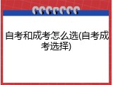 自考和成考怎么选(自考成考选择)