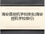 海安县挖机学校排名(海安挖机学校排行)