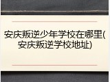 安庆叛逆少年学校在哪里(安庆叛逆学校地址)