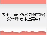 考不上高中怎么办张雪峰(张雪峰 考不上高中)