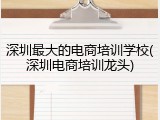 深圳最大的电商培训学校(深圳电商培训龙头)
