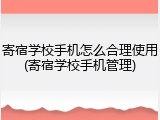 寄宿学校手机怎么合理使用(寄宿学校手机管理)
