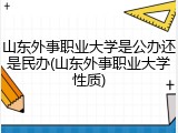山东外事职业大学是公办还是民办(山东外事职业大学性质)