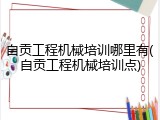 自贡工程机械培训哪里有(自贡工程机械培训点)
