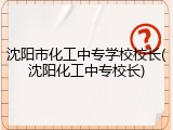 沈阳市化工中专学校校长(沈阳化工中专校长)