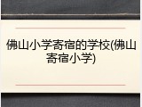 佛山小学寄宿的学校(佛山寄宿小学)