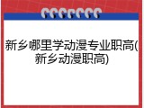 新乡哪里学动漫专业职高(新乡动漫职高)