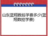 山东蓝翔数控学费多少(蓝翔数控学费)