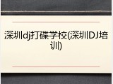 深圳dj打碟学校(深圳DJ培训)