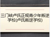 三门峡卢氏正规青少年叛逆学校(卢氏叛逆学校)