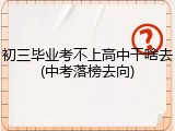 初三毕业考不上高中干啥去(中考落榜去向)