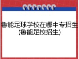 鲁能足球学校在哪中专招生(鲁能足校招生)