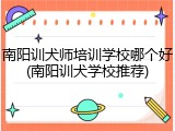 南阳训犬师培训学校哪个好(南阳训犬学校推荐)
