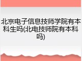 北京电子信息技师学院有本科生吗(北电技师院有本科吗)