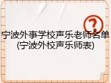 宁波外事学校声乐老师名单(宁波外校声乐师表)